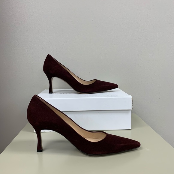 Manolo Blahnik BB Suede 70mm Pumps in Wine - Picture 5 of 8